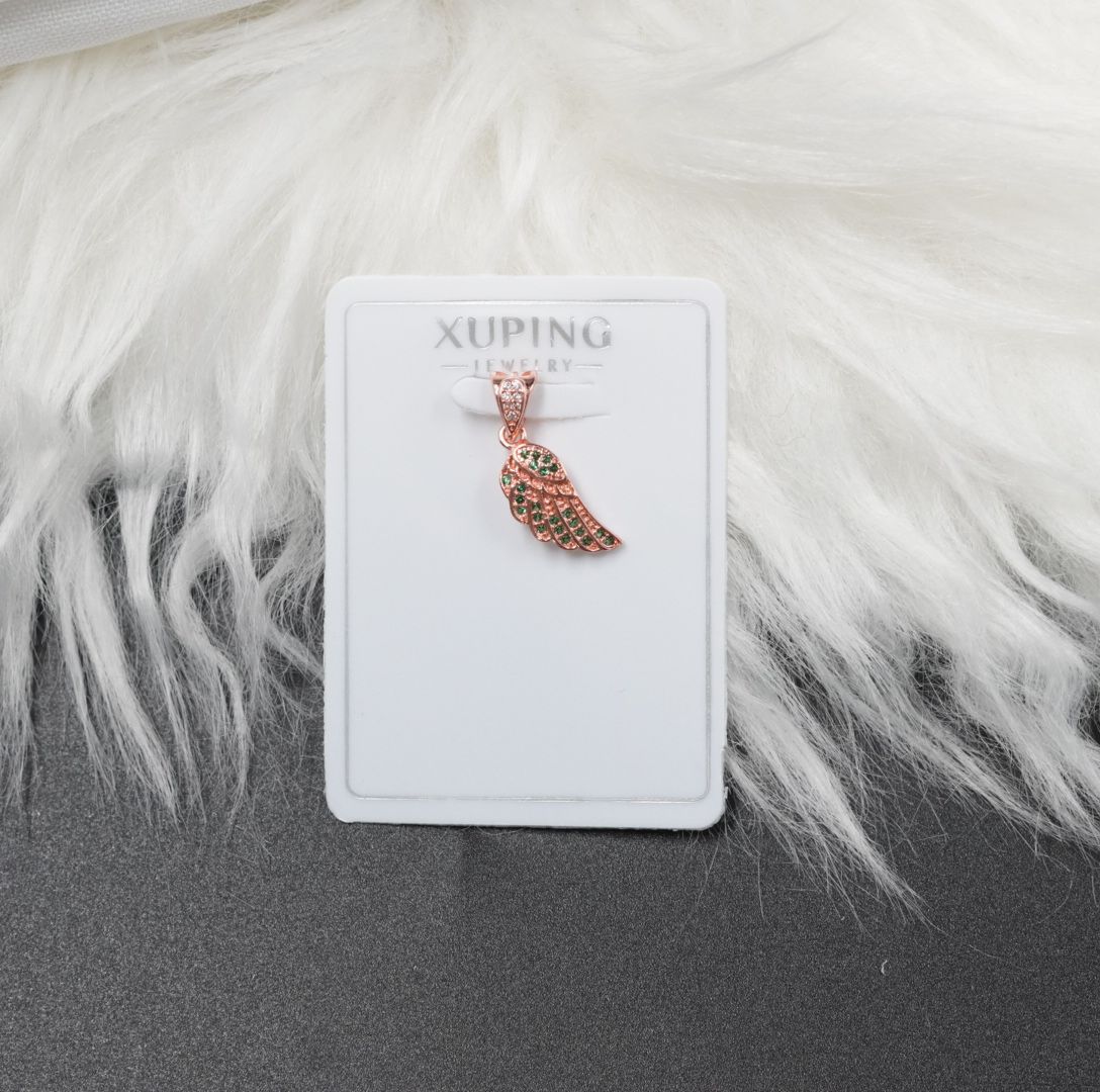 Miniatura 3 de DIJE ALAS ROSADO PIEDRAS VERDES